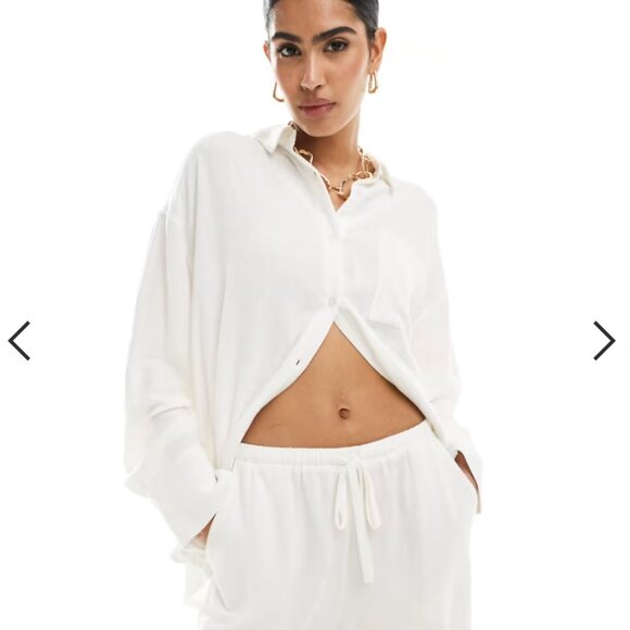 4th & Reckless White  Linen Mix Shorts with Drawstring - Size S - Picture 5 of 6